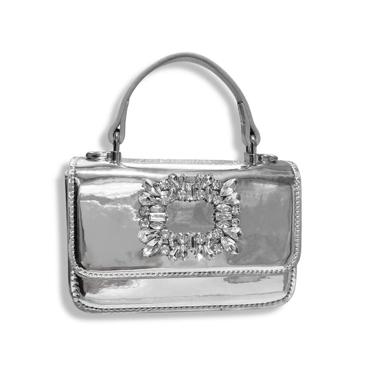 Doe A Dear Girls Silver Patent Purse