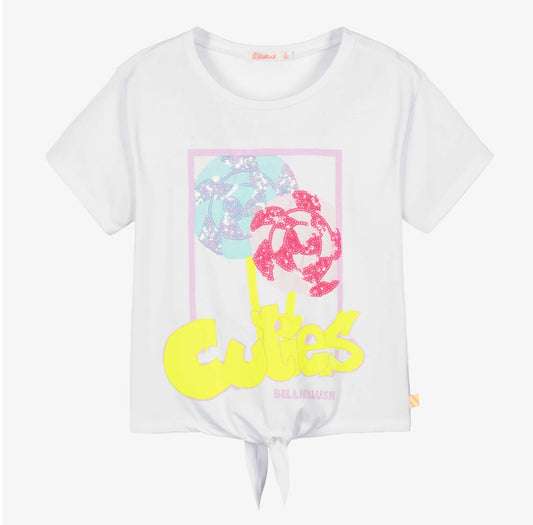Girls White Cotton Lollypop T-Shirt