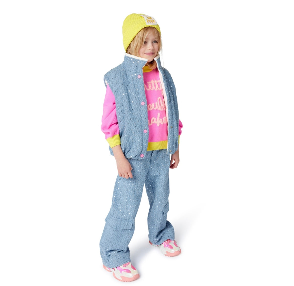 Billie Blush Girls Denim Puffer Vest