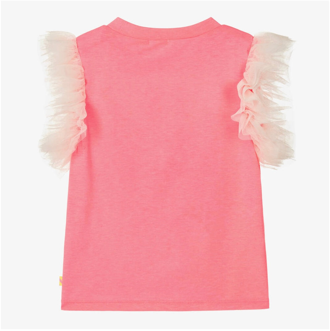 Billie Blush Girls Pink Tulle Sleeve T-Shirt