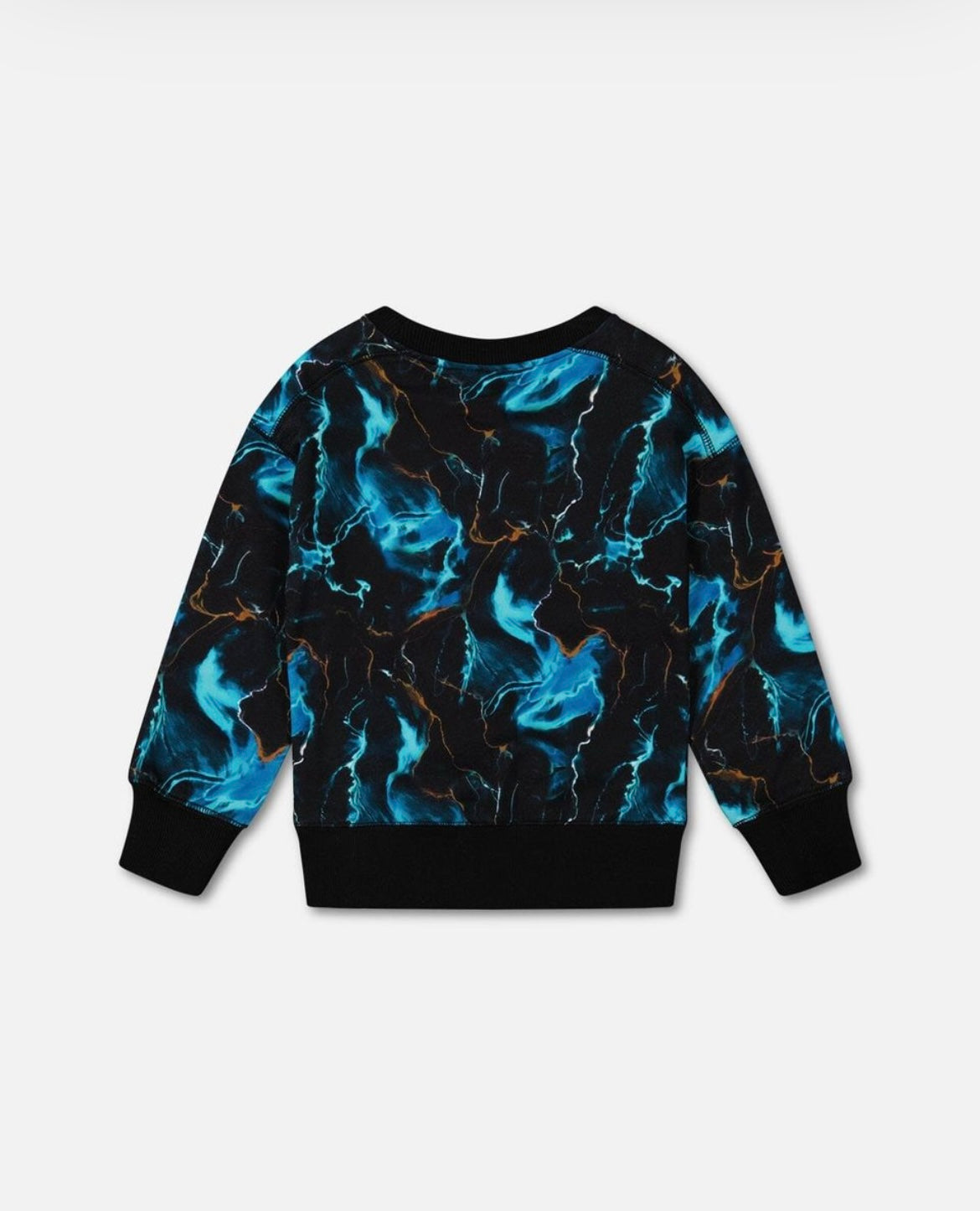 Printed Fleece Sweatshirt in Blue Storm with bold dinosaur graphic and allover print. Made from cozy cotton/poly fleece, featuring long sleeves, a crew neckline, and rib knit trim. A vibrant and comfy pullover that's sure to become a favorite!