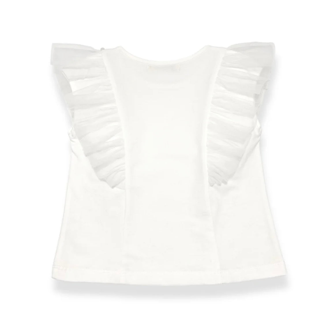 Doe A Dear Flutter Slv Embellished Tee -white