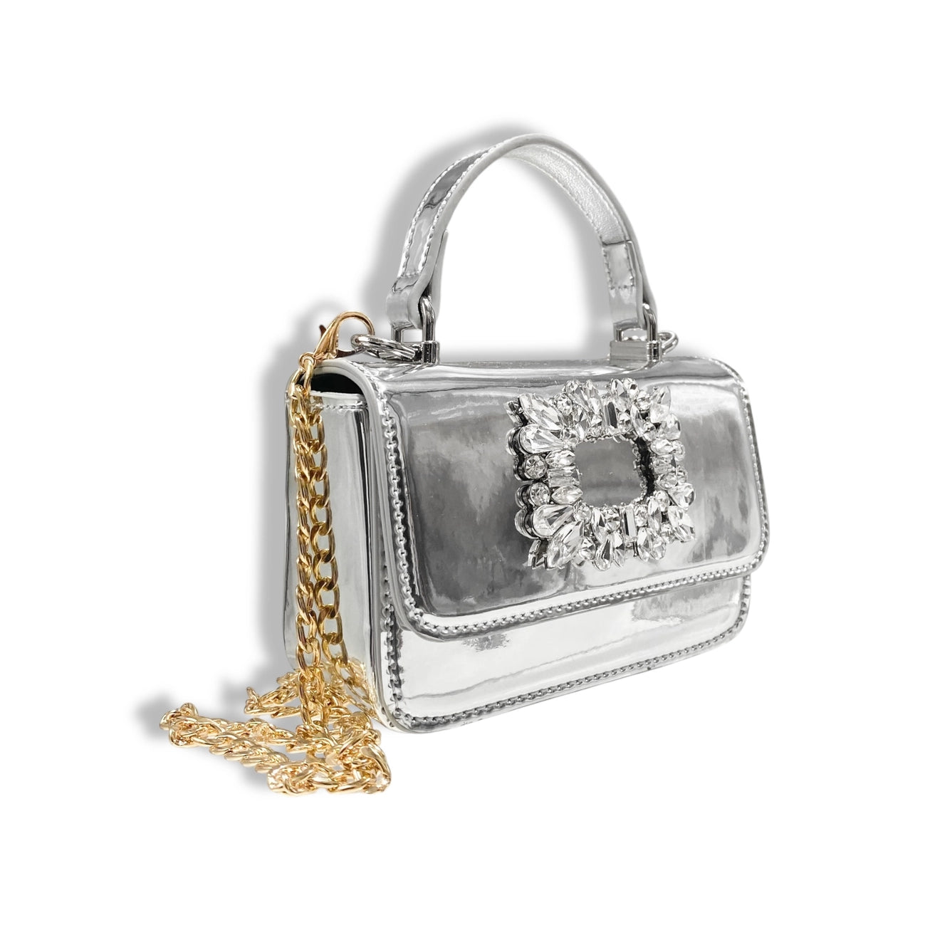 Doe A Dear Girls Silver Patent Purse