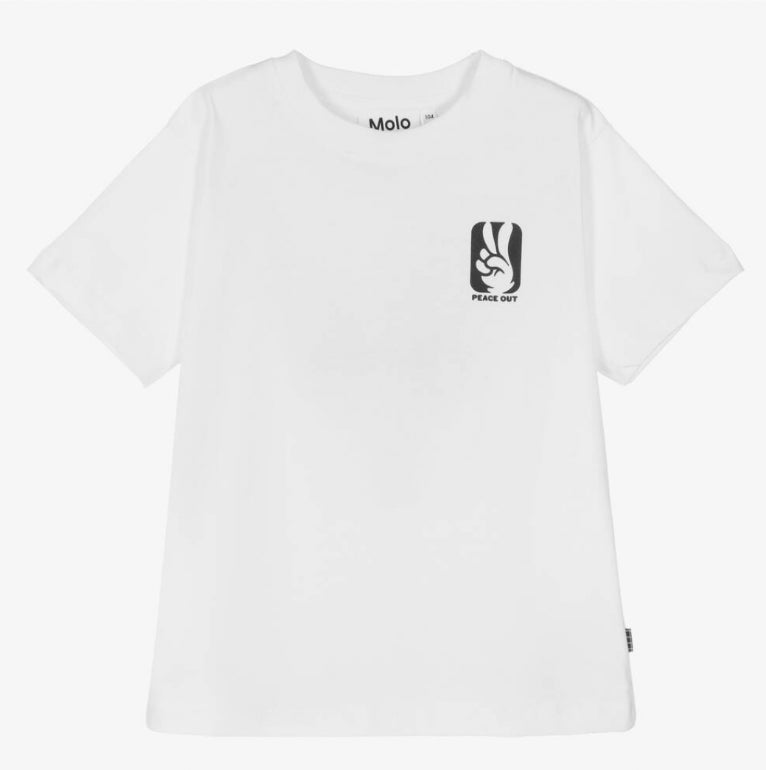 Molo Boys White Basketball Print Cotton T-Shirt