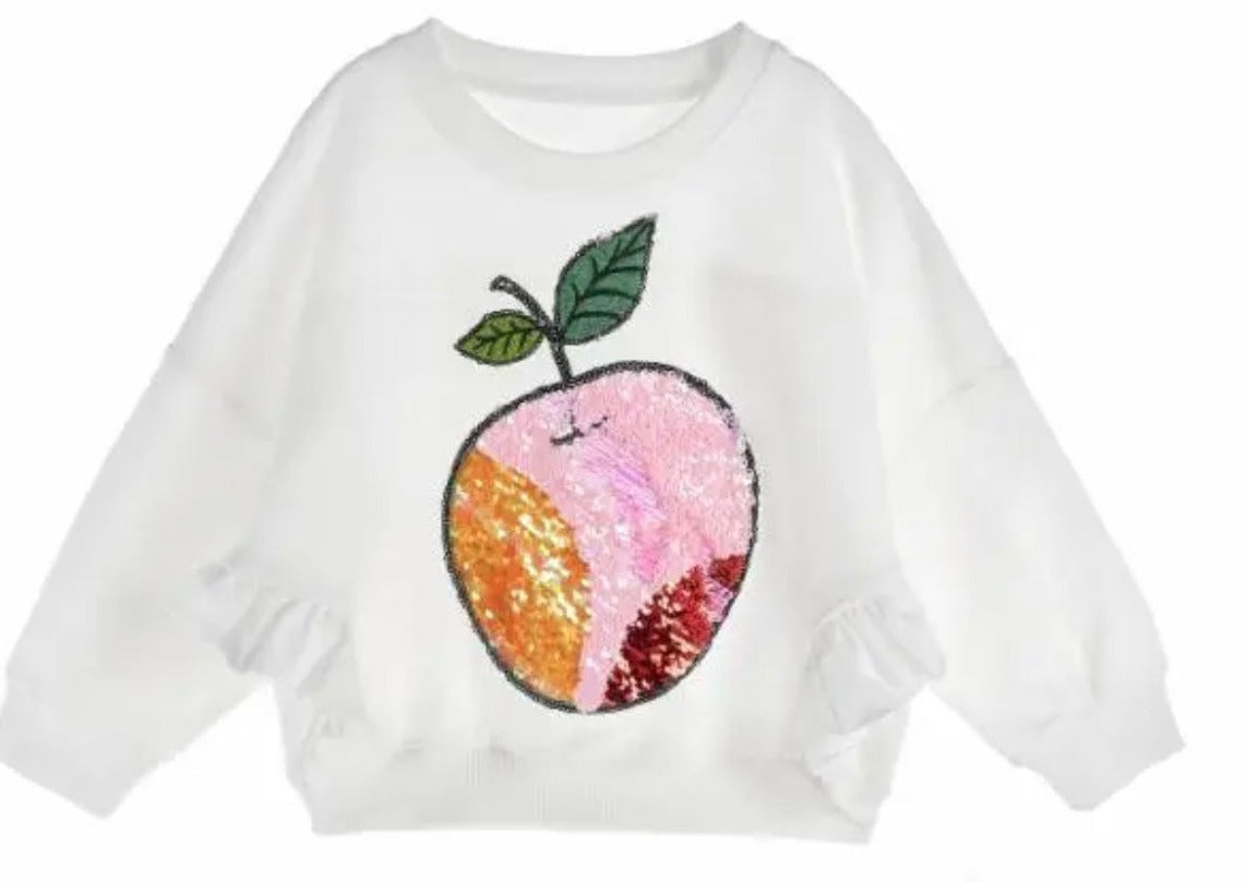Talullys Children's Fashion | White Apple Applique Sweatshirt