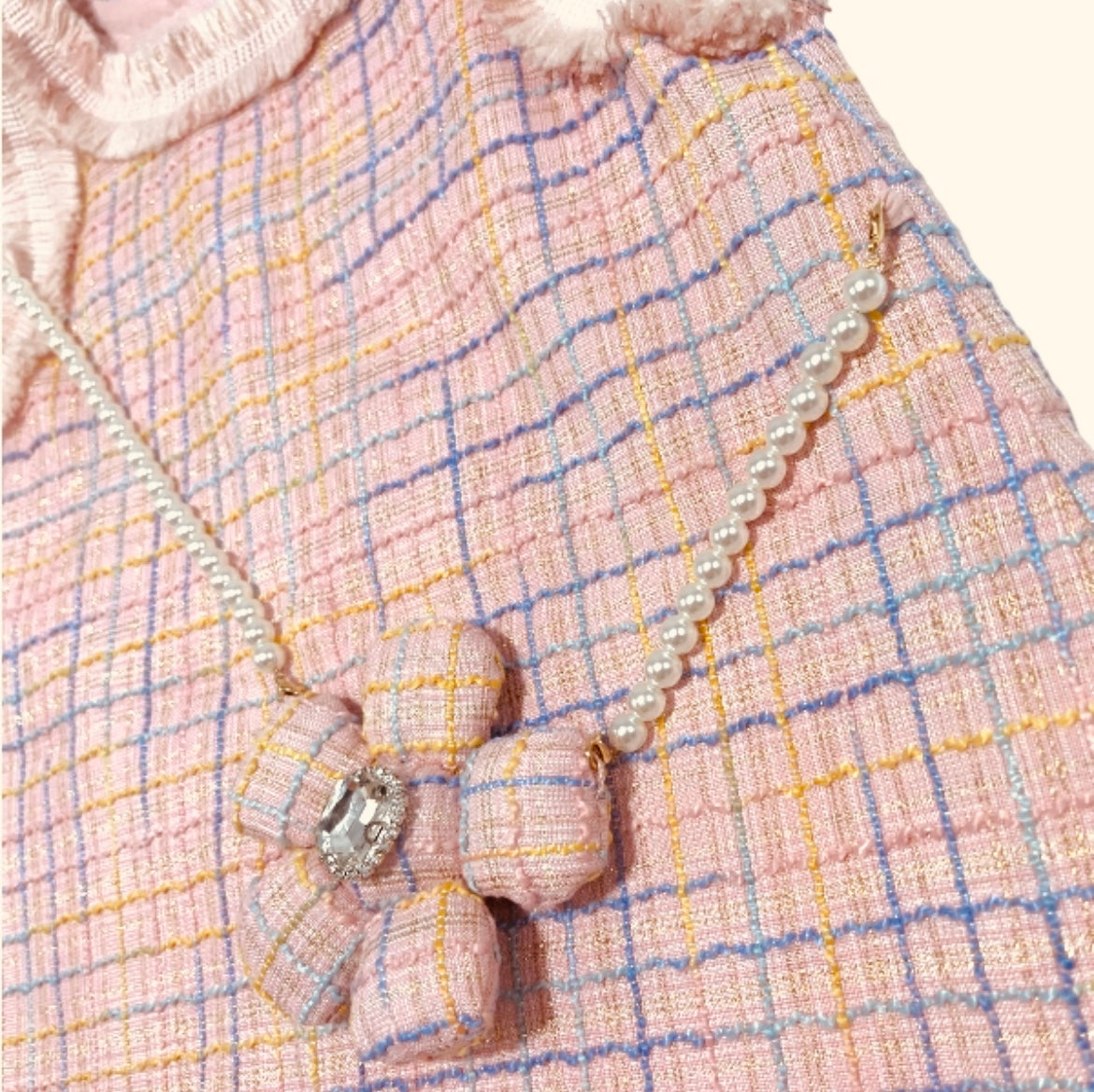 Sleeveless Tweed Dress with Purse