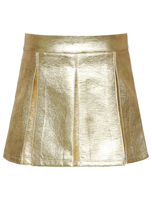 Hannah Banana Faux Leather MetallicSkirt