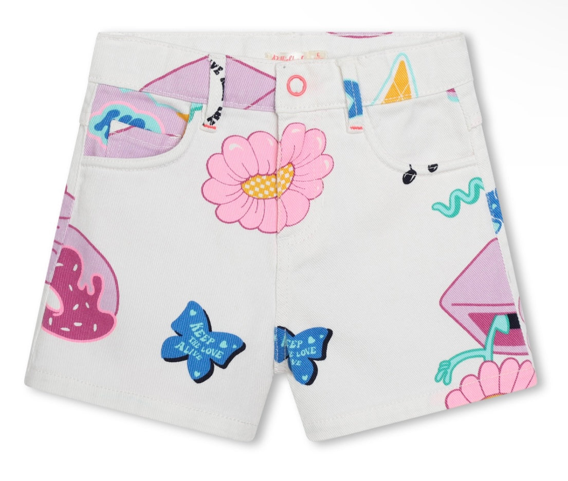 White Floral Shorts