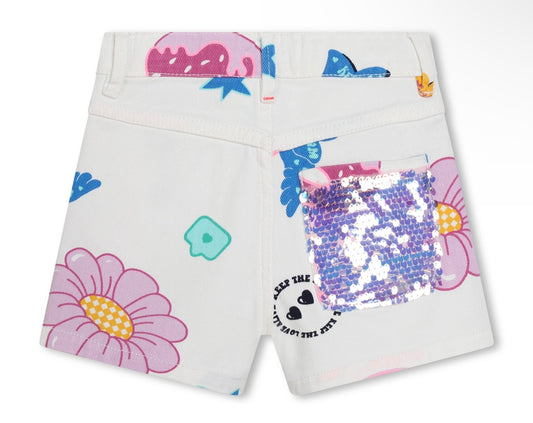 White Floral Shorts