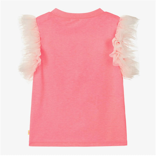 Billie Blush Girls Pink Tulle Sleeve T-Shirt