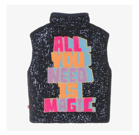 Girls Blue Sequins Vest