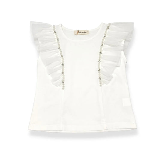 Flutter Slv Embellished Tee -white