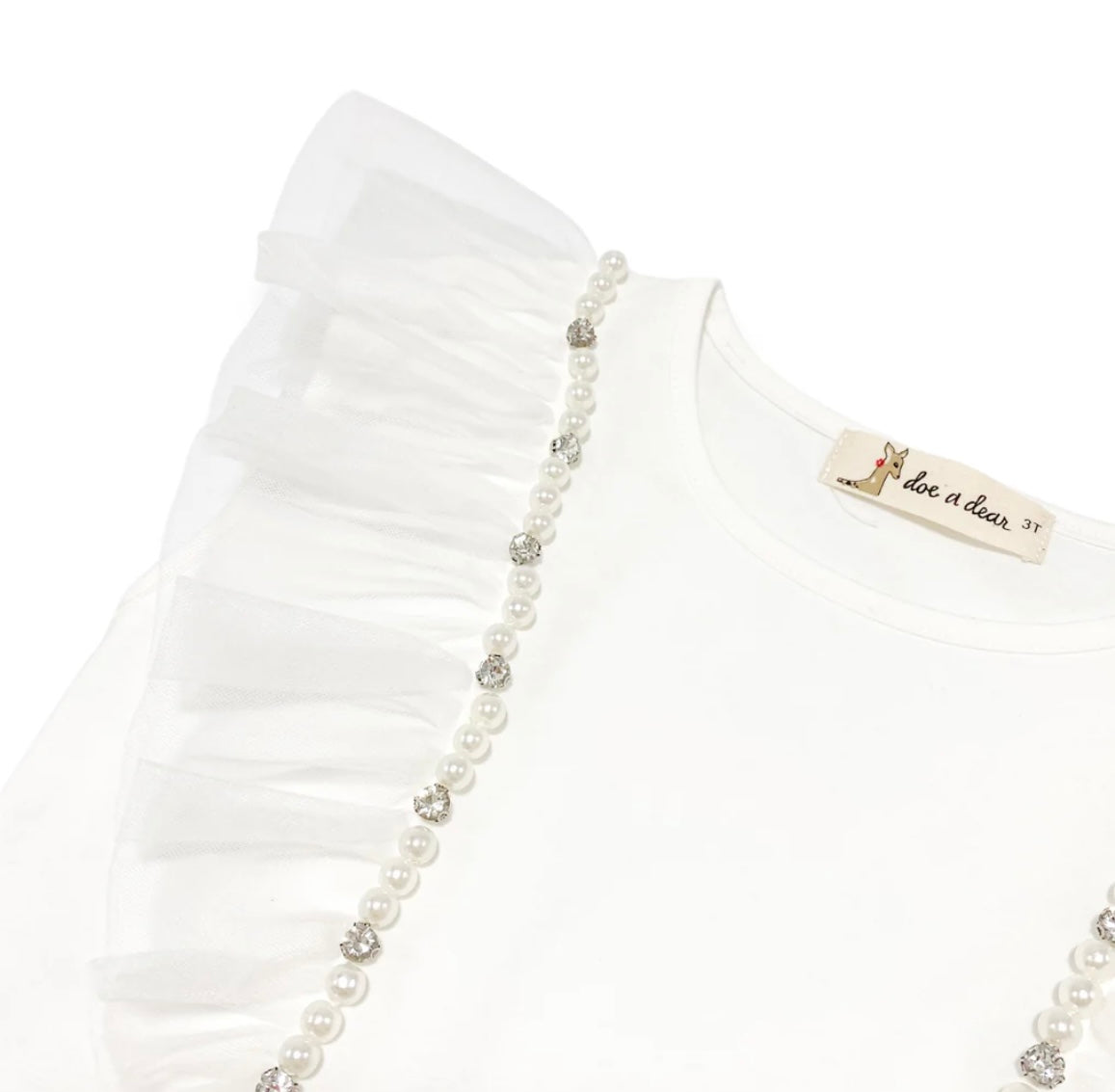 Flutter Slv Embellished Tee -white