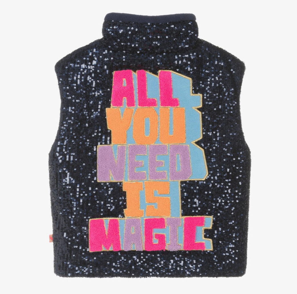 Girls Blue Sequins Vest