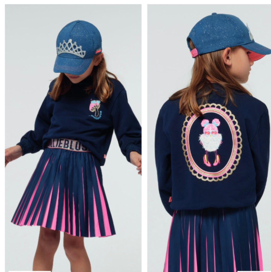 Girls Navy Blue Pleated