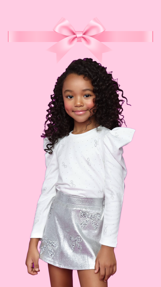 Mia New York Girls Bow Metallic Skort