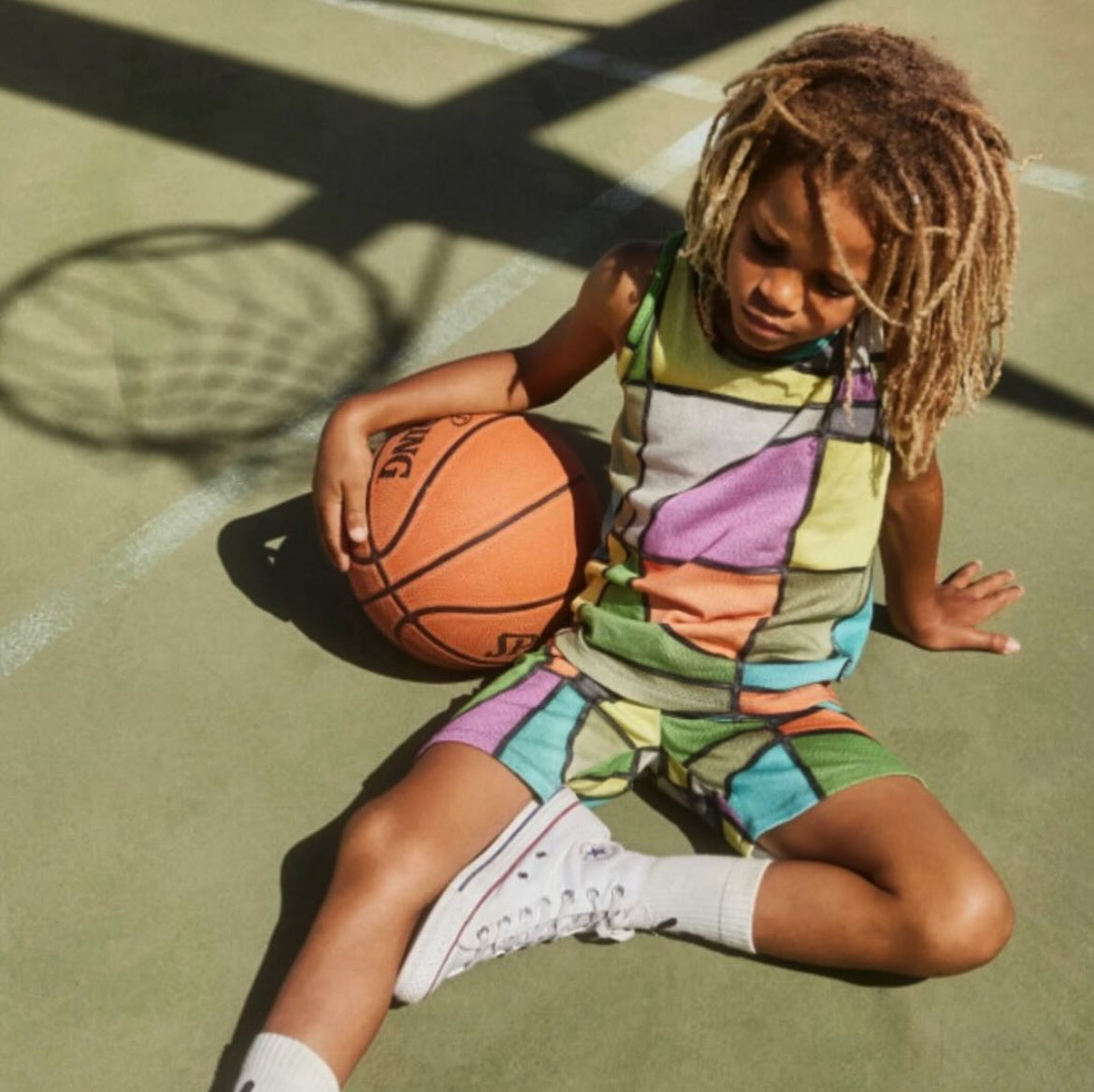 Multi color basketball printed shorts