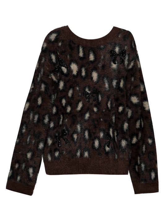Hannah Banana Girls Fuzzy Cheetah Sweater