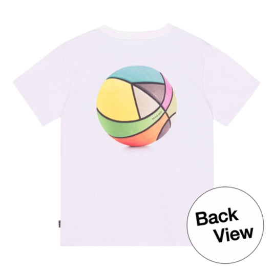 Boys White Basketball Print Cotton T-Shirt