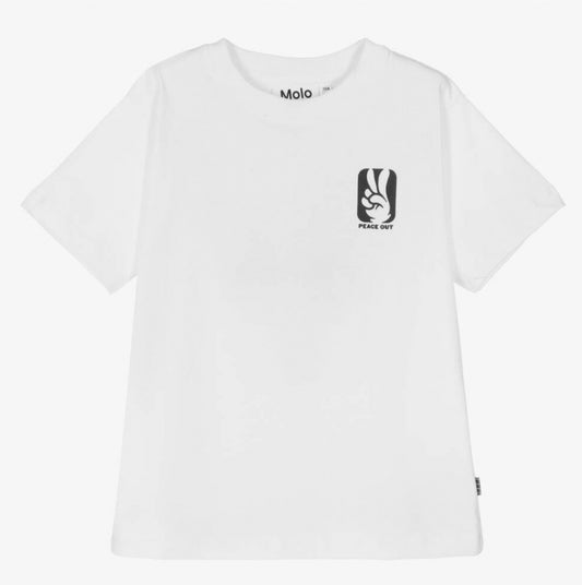 Molo Boys White Basketball Print Cotton T-Shirt