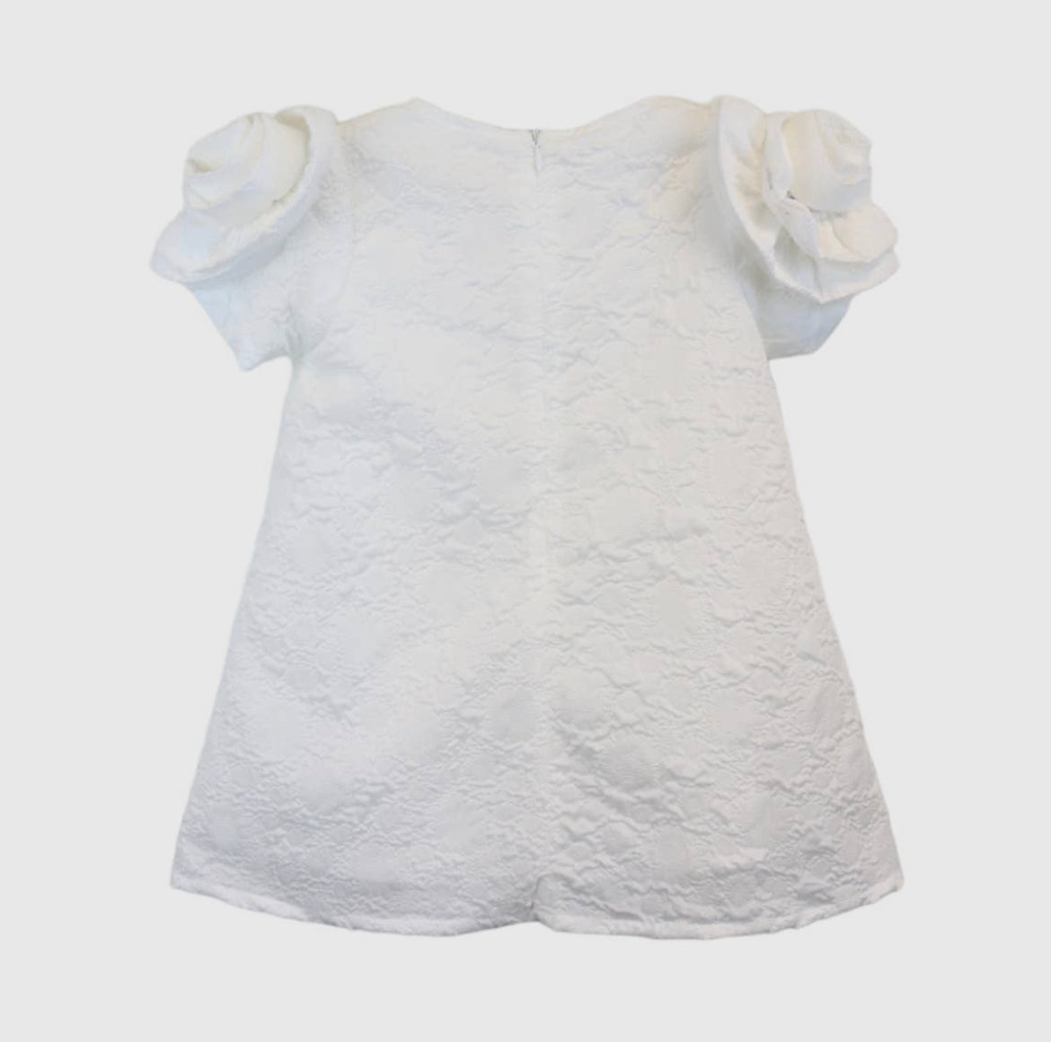 Talullys Children's Fashion | White 3D Floral Brocade Dress 