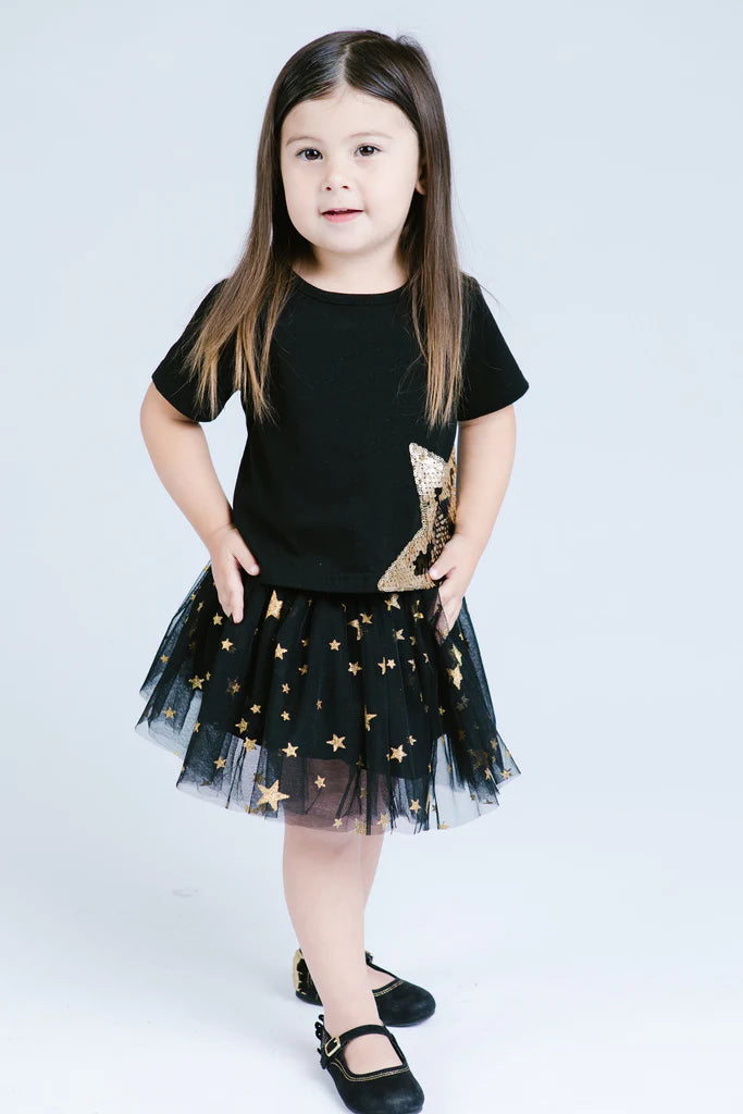 Talully’s Children's Fashion | Star Sequin Patch Tee - Black